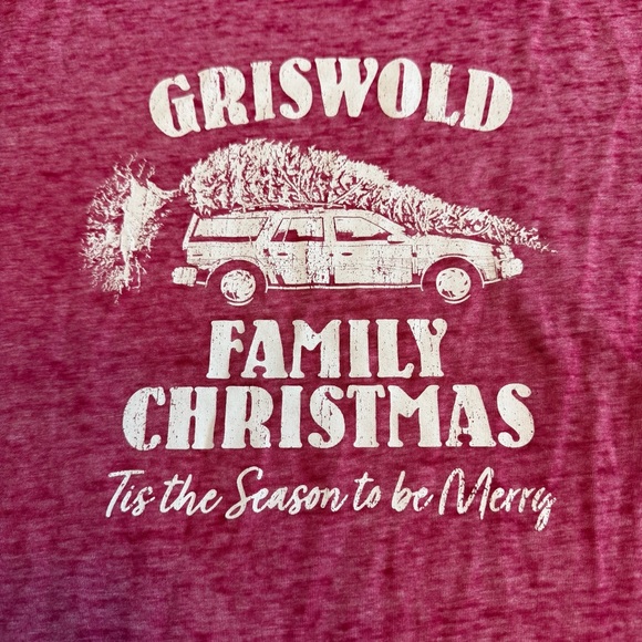 Red Short Sleeve Tee with Griswold Family Christmas Design - Picture 2 of 6